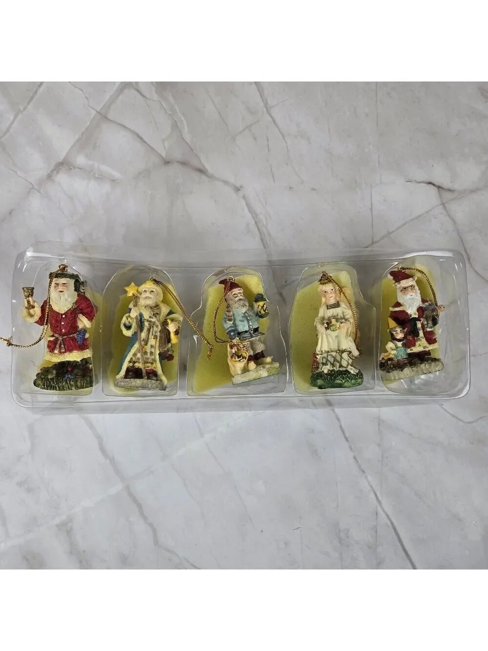 The International Santa Claus Ornament Collection Set of 5 Ornaments IOB Vintage